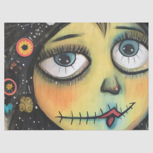 Papel De Seda Mujer encantadora y afligida ArtLady 6 (Anverso)