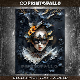 Papel De Seda Mujer enmascarada veneciana enigmática