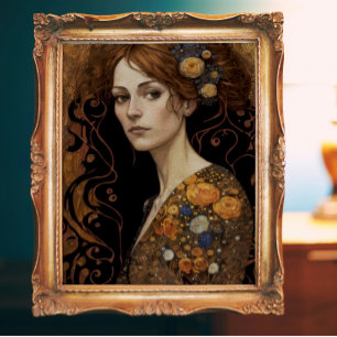 Papel De Seda Mujer estilo Klimt con desenlace de flores