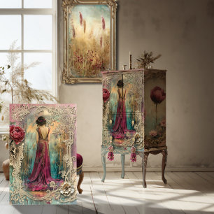 Papel De Seda Mujer etérea, Nouveau vintage, medios mixtos