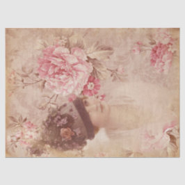 Papel De Seda Mujer floral amarilla en Gorra Shabby Chic