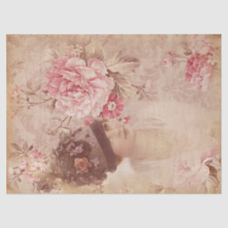 Papel De Seda Mujer floral amarilla en Gorra Shabby Chic