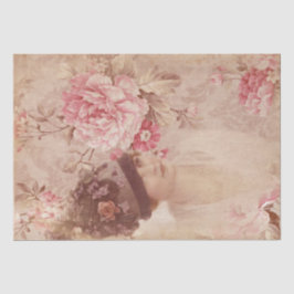 Papel De Seda Mujer floral amarilla en Gorra Shabby Chic