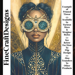 Papel De Seda Mujer Futurista Steampunk Lujosa Decoupage Y6