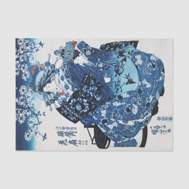 Papel De Seda Mujer geisya japonesa, Kuniyoshi, Ukiyo-e (Anverso)