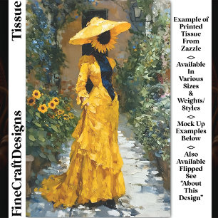 Papel De Seda Mujer girasol con vestido amarillo DS9R Decoupage