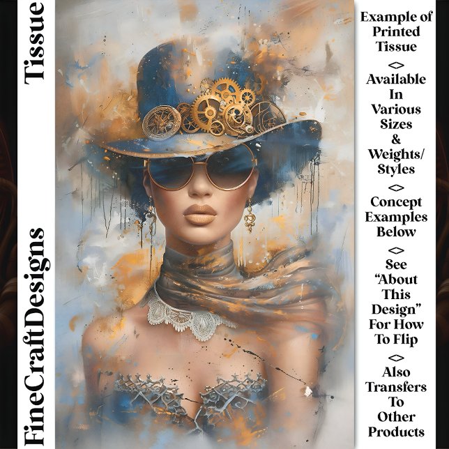 Papel De Seda Mujer Glam Steampunk con sombrero, gafas CV1 Decou (Subido por el creador)