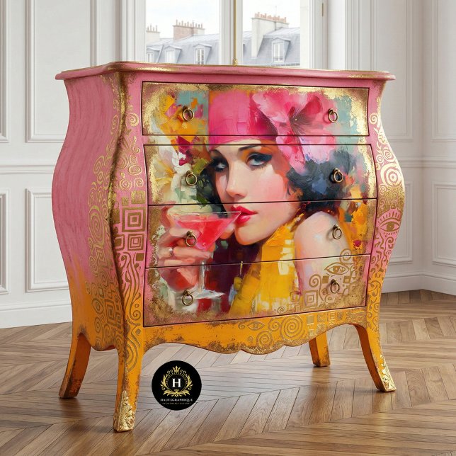 Papel De Seda Mujer Glamour Cóctel Retro Decoupage (Subido por el creador)