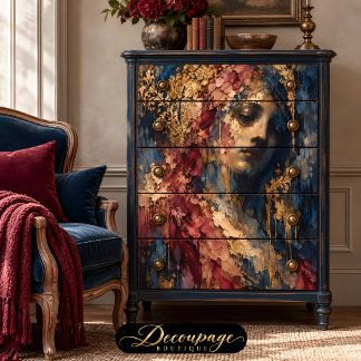 Papel De Seda Mujer Gótica Decoupage de Borgoña Dorado