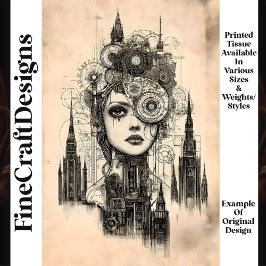 Papel De Seda Mujer Gótica Mecánica Steampunk N3 Decoupage