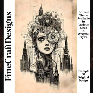 Papel De Seda Mujer Gótica Mecánica Steampunk N3 Decoupage