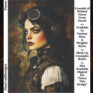 Papel De Seda Mujer Gótica Steampunk, Decoupage Industrial EH9L