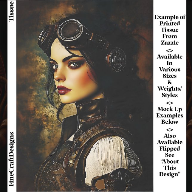 Papel De Seda Mujer Gótica Steampunk, Decoupage Industrial EH9L (Subido por el creador)