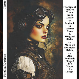 Papel De Seda Mujer Gótica Steampunk, Decoupage Industrial EH9R