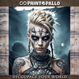 Papel De Seda Mujer guerrera rubia con carreras -