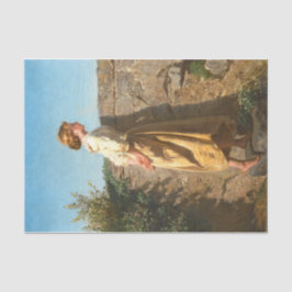 Papel De Seda Mujer hermosa mirando sobre la pared (Vintage)