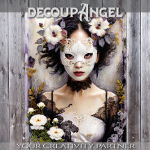 Mujer japonesa en Gracia floral - Decoupage -