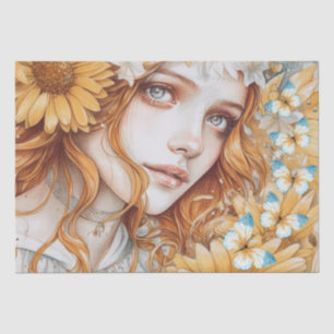 Papel De Seda Mujer Mariposa Daisy Innocence Belleza Decoupage