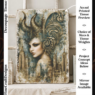 Papel De Seda Mujer Mitológica Gótica Mixta FT6L Decoupage