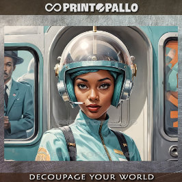 Papel De Seda Mujer negra en estilo de cómic de futurismo retro