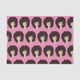 Papel De Seda Mujer negra, pelo natural, bazuqueo rosado, rosa