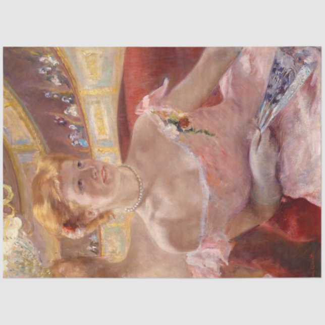 Papel De Seda Mujer norteamericana con collar de perla y vestido (Anverso)