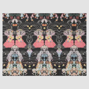 Papel De Seda MUJER,Patrón de acicalamiento blanco rojo CENTRAL