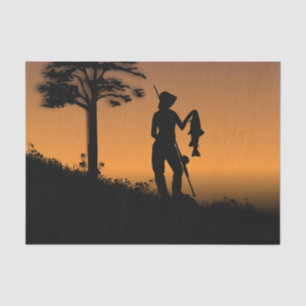 Papel De Seda Mujer pescadora al atardecer