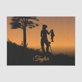 Papel De Seda Mujer pescadora al atardecer