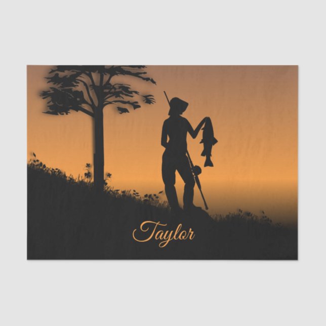 Papel De Seda Mujer pescadora al atardecer (Anverso)