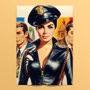 Papel De Seda Mujer Policía Retro Adorable