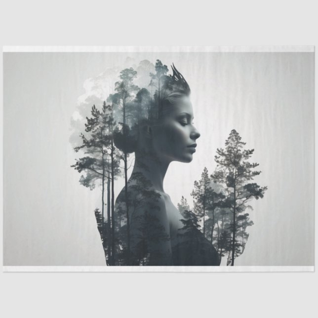 Papel De Seda Mujer por desfalco de bosque expuesto (Anverso)