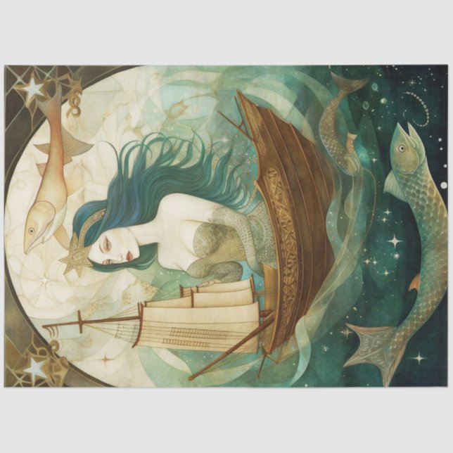 Papel De Seda Mujer Rusa Primitiva Con Desliz De Pescado (Anverso)