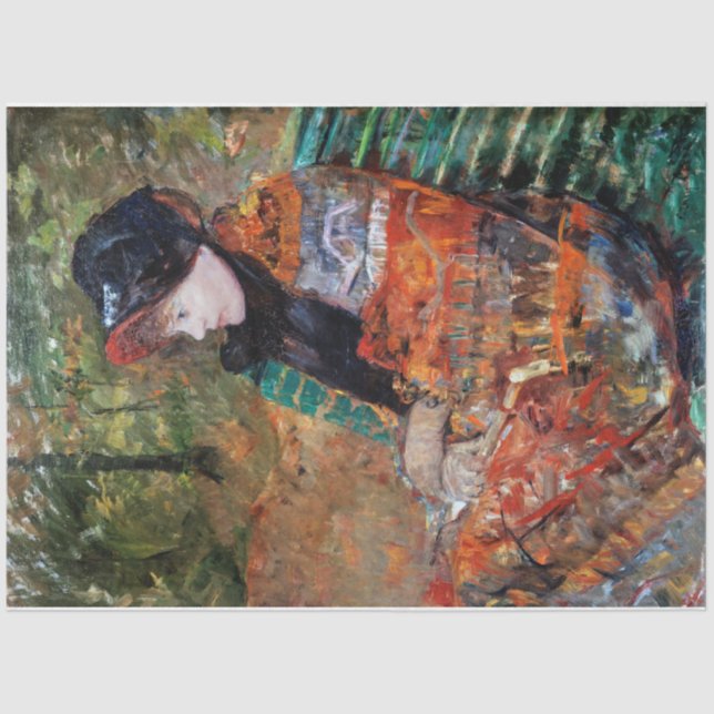 Papel De Seda Mujer sentada en el banco, Mary Cassatt (Anverso)