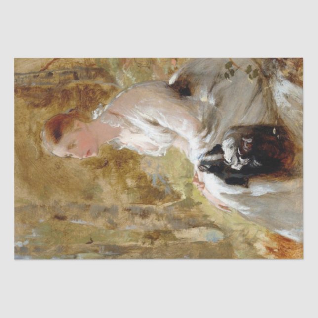 Papel De Seda Mujer sentada en un bosque (belleza elegante) (Anverso)