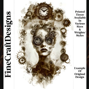 Papel De Seda Mujer Steampunk de Borde Grunge y Áspero N2 Decoup