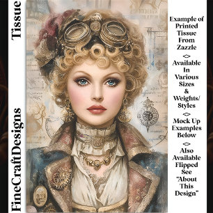 Papel De Seda Mujer Steampunk de Pelo Rizado Collage DM1L Decoup