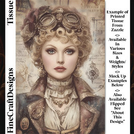 Papel De Seda Mujer Steampunk de Pelo Rizado Collage DM1LF Decou
