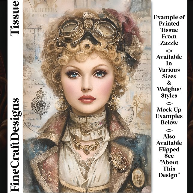 Papel De Seda Mujer Steampunk de Pelo Rizado Collage DM1R Decoup (Subido por el creador)