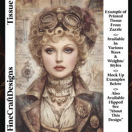 Papel De Seda Mujer Steampunk de Pelo Rizado Collage DM1RF Decou