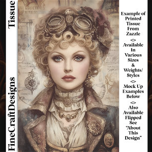 Papel De Seda Mujer Steampunk de Pelo Rizado Collage DM1RF Decou