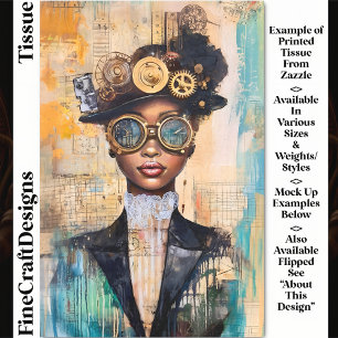 Papel De Seda Mujer Steampunk de Piel Oscura Collage DK1L Decoup