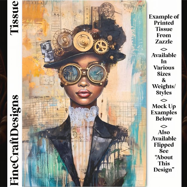 Papel De Seda Mujer Steampunk de Piel Oscura Collage DK1L Decoup (Subido por el creador)