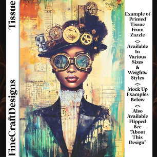 Papel De Seda Mujer Steampunk de Piel Oscura Collage DK1LF Decou