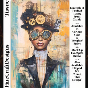 Papel De Seda Mujer Steampunk de Piel Oscura Collage DK1R Decoup