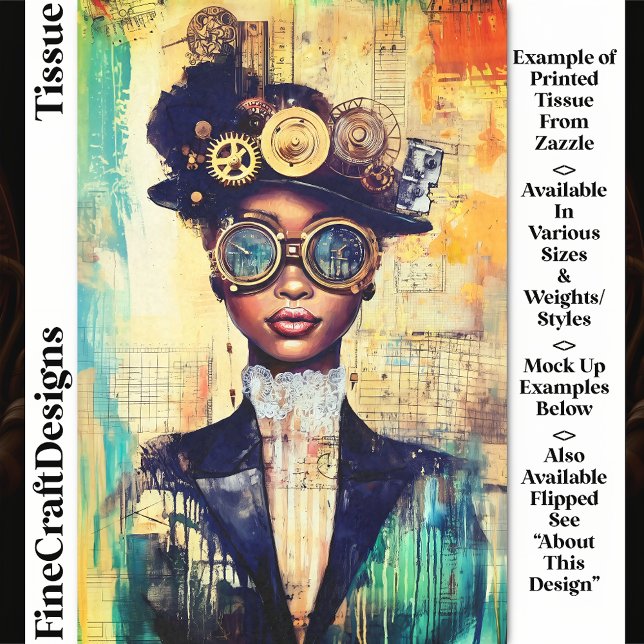 Papel De Seda Mujer Steampunk de Piel Oscura Collage DK1RF Decou (Subido por el creador)