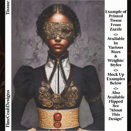 Papel De Seda Mujer Steampunk de Piel Oscura con Máscara EM4R De