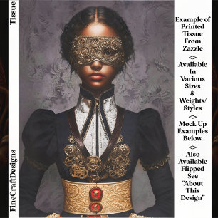 Papel De Seda Mujer Steampunk de Piel Oscura con Máscara EM4R De