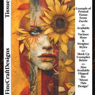 Papel De Seda Mujer Surrealista y Collage de Girasol DS7L Decoup