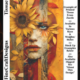 Papel De Seda Mujer Surrealista y Girasol Collage DS7R Decoupage